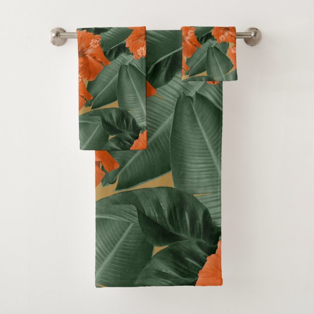 Conjunto De Toalhas Hibiscus Jungle Leaves Sonha #3 #tropical #decor  (Insitu)