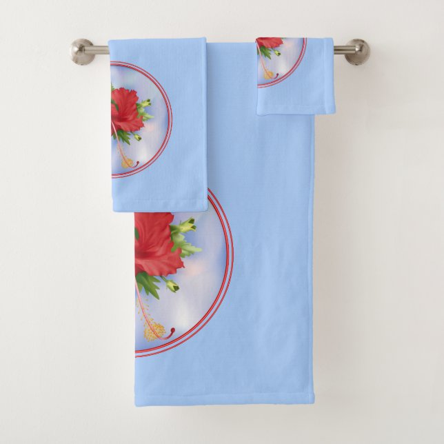 Conjunto De Toalhas Hibiscus no gelo (Insitu)