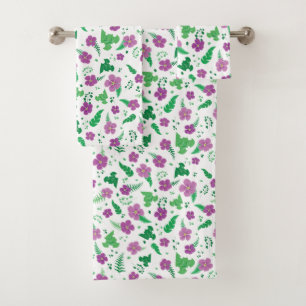 Conjunto De Toalhas Hibiscus roxo