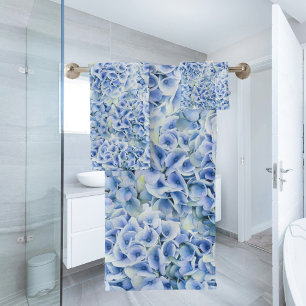 Conjunto De Toalhas Hídrangas azuis lindas - padrão floral