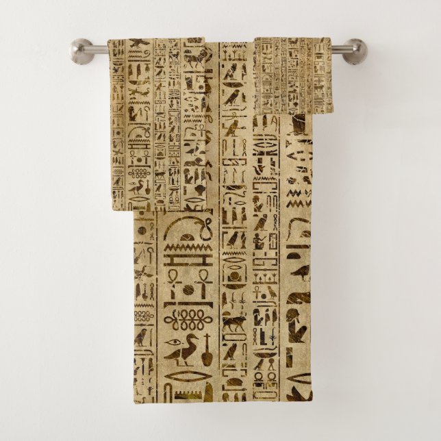 Conjunto De Toalhas Hieroglyphs egípcios no papiro (Insitu)