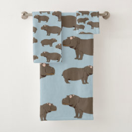 Conjunto De Toalhas Hippopotamus Hippo Pattern