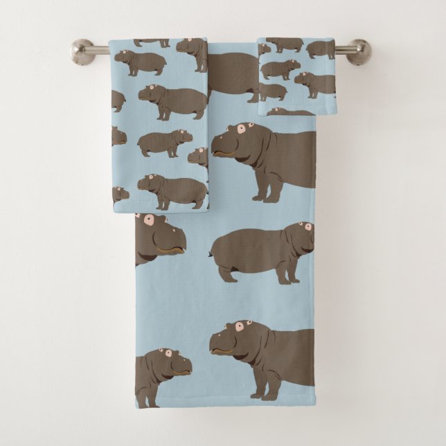 Conjunto De Toalhas Hippopotamus Hippo Pattern (Insitu)