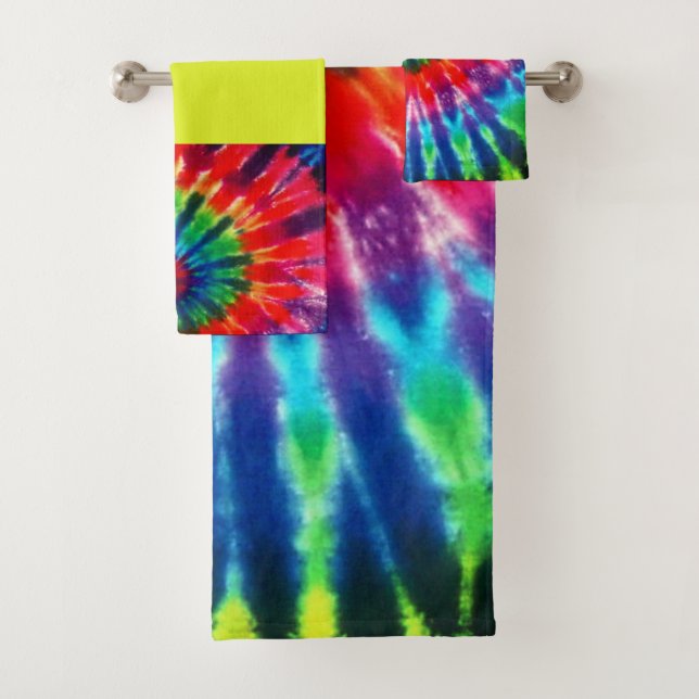 Conjunto De Toalhas Hippy Peace Retro 60s Tie Dye (Insitu)