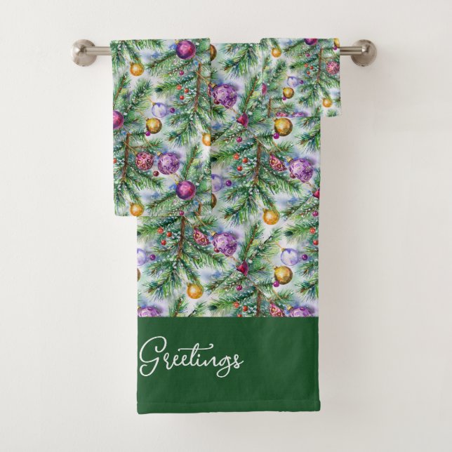 Conjunto De Toalhas Holiday Christmas Tree Ornaments (Insitu)