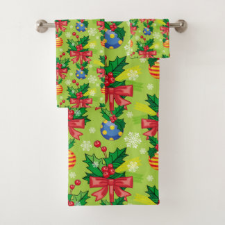 Conjunto De Toalhas Holly De Natal E Bolas E Arcos