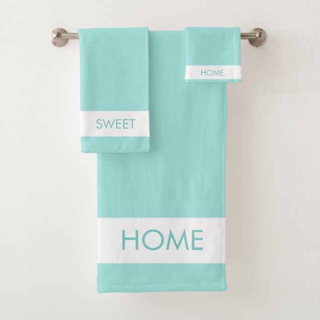 Conjunto De Toalhas Home Sweet Home em Teal & White (Insitu)