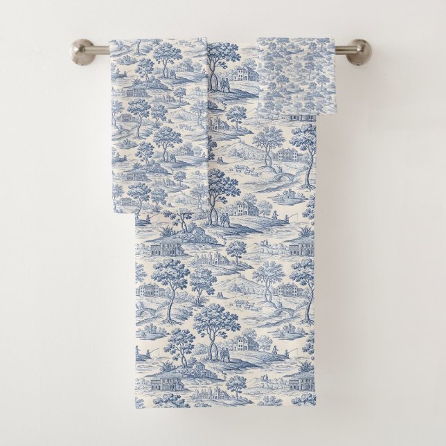 Conjunto De Toalhas Homestead Blue Toile (Insitu)