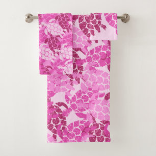 Conjunto De Toalhas Honu Sea Turtle Hawaiian Coordena Rosa