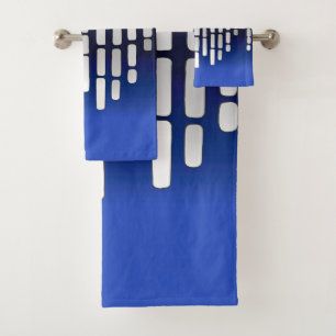 Conjunto De Toalhas horizonte de abstrato, marinho azul, branco, cinza