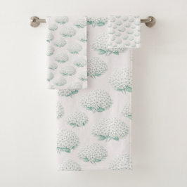 Conjunto De Toalhas Hortênsia Branca Elegante Azul-petróleo