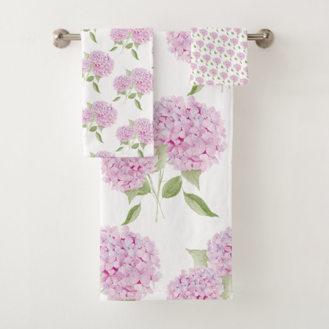 Conjunto De Toalhas Hortênsia Rosa Aquarela (Insitu)