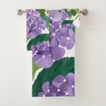 Hortênsia Roxa Floral Costeira Aquarela