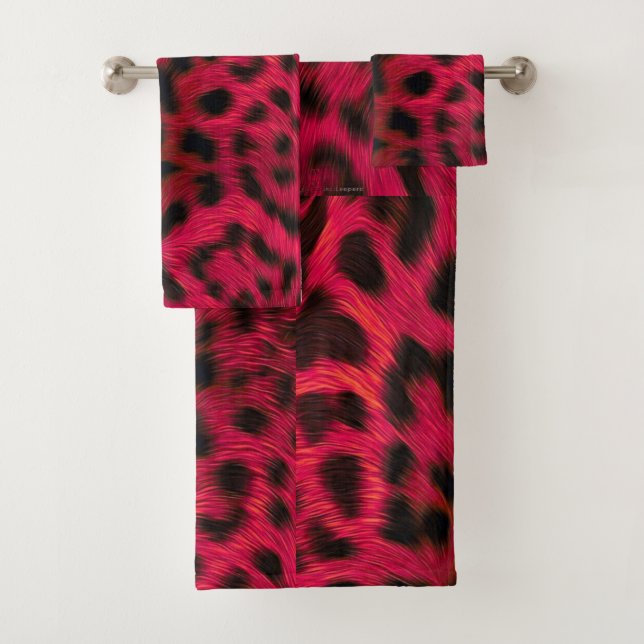 Conjunto De Toalhas Hot Pink Leopard Print Faux  (Insitu)