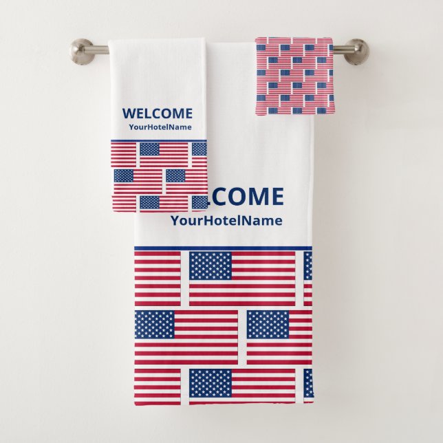 Conjunto De Toalhas Hotel Flag Americano Personalizado (Insitu)