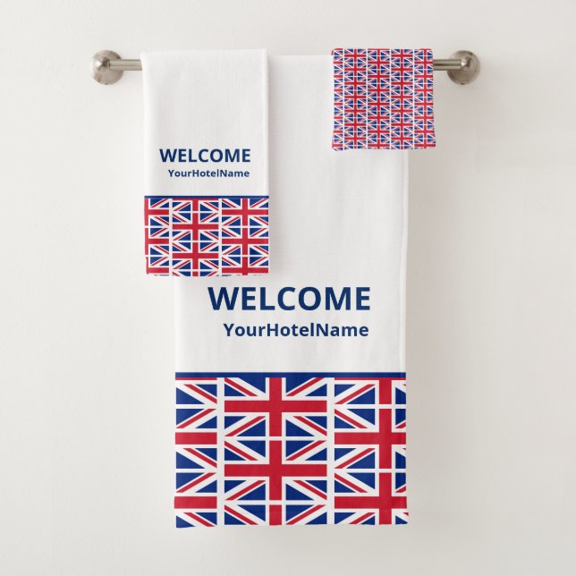Conjunto De Toalhas Hotel Personalizado Union Jack (Insitu)