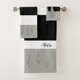 Conjunto De Toalhas Houndstooth - Árvore de Natal Padrão Monograma