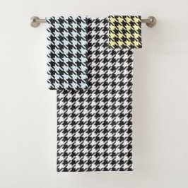 Conjunto De Toalhas Houndstooth em Preto e [cor personalizada]