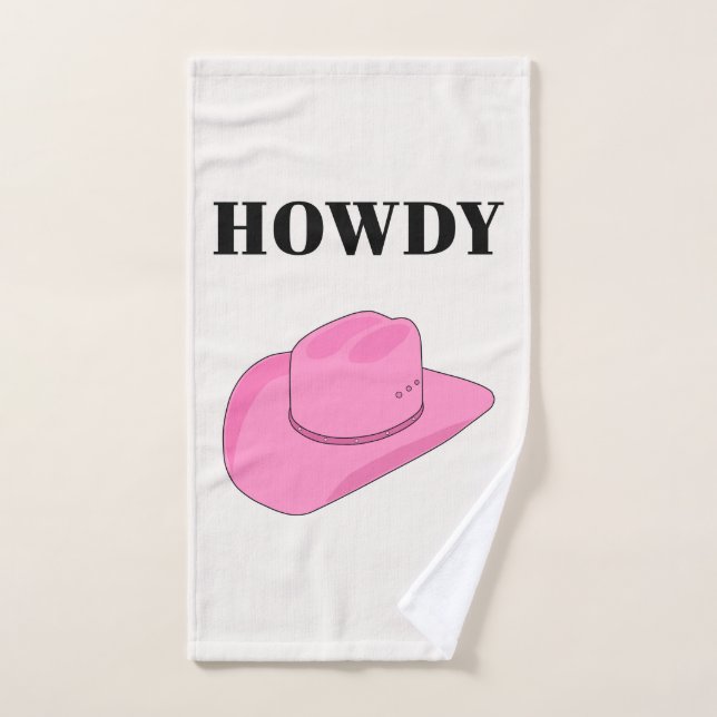 Conjunto De Toalhas Howdy Cowboy Hat Pink (Toalha de mão)