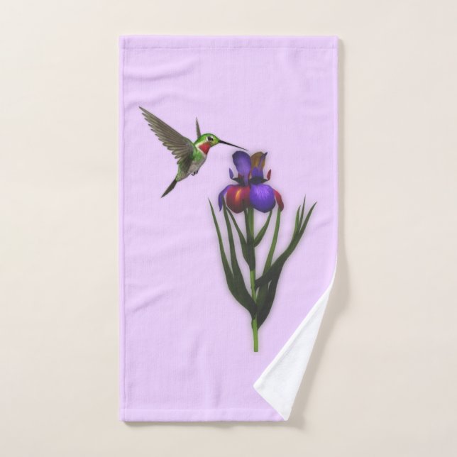 Conjunto De Toalhas Hummingbird E Iris Flower (Toalha de mão)