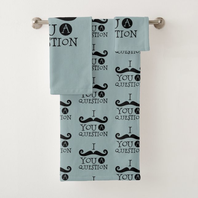 Conjunto De Toalhas Humor negro de bigode cinza azul (Insitu)