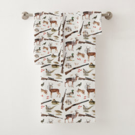 Conjunto De Toalhas Hunting Wildlife Outdoorsman Theme