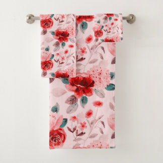 Conjunto De Toalhas Hydrangea Red Flower