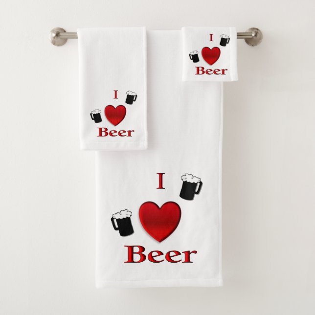 Conjunto De Toalhas I Heart Beer Design (Insitu)