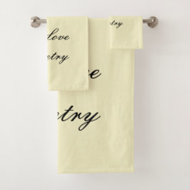 Conjunto De Toalhas I Love Poetry Bath Towels (Cream & Black)