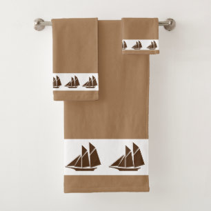 Conjunto De Toalhas Iates à Vela em Marrom