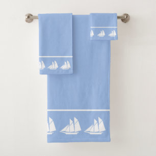 Conjunto De Toalhas Iates Brancos Elegantes no Azul Céu