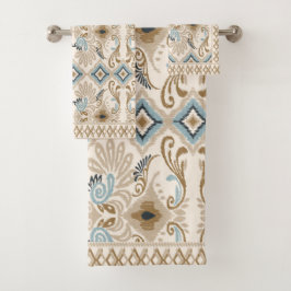 Conjunto De Toalhas Ikat Chevron Paisley