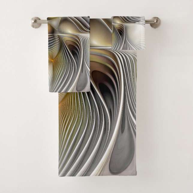 Conjunto De Toalhas Ilusão Óptica Abstrata Fractal 3D Com Profundidade (Insitu)