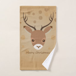 Conjunto De Toalhas ilustração das renas sobre fundo castanho
