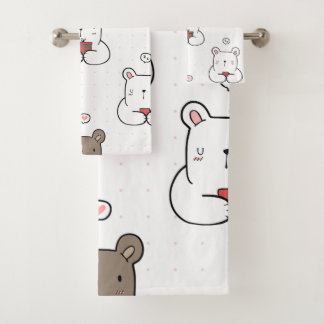 Conjunto De Toalhas Ilustração de Animais Cachorrinhos Fofos