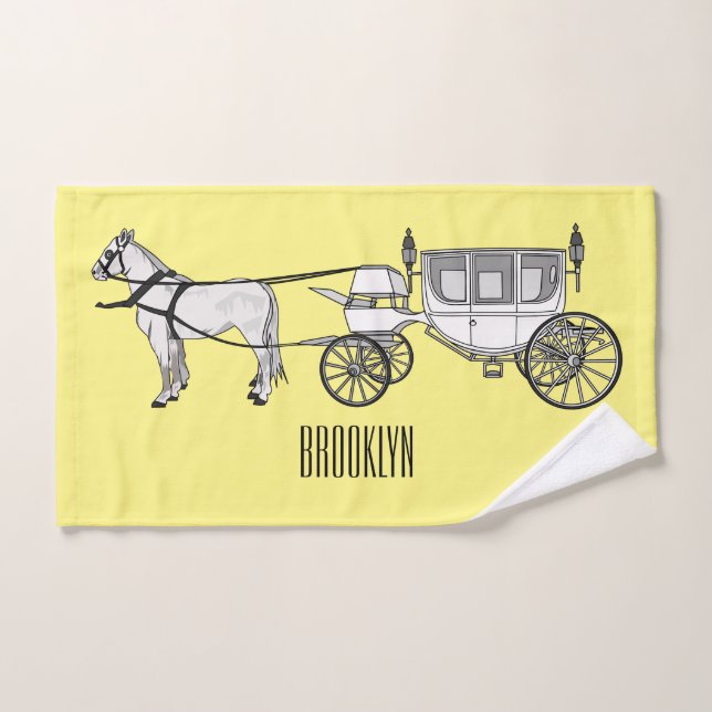 Conjunto De Toalhas Ilustração de desenho animado de carruagem e caval (Toalha de mão)