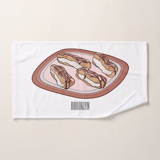 Conjunto De Toalhas Ilustração de desenho animado de eclair de chocola (Toalha de mão)