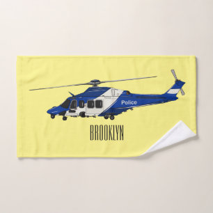 Conjunto De Toalhas Ilustração de desenho animado de helicóptero polic