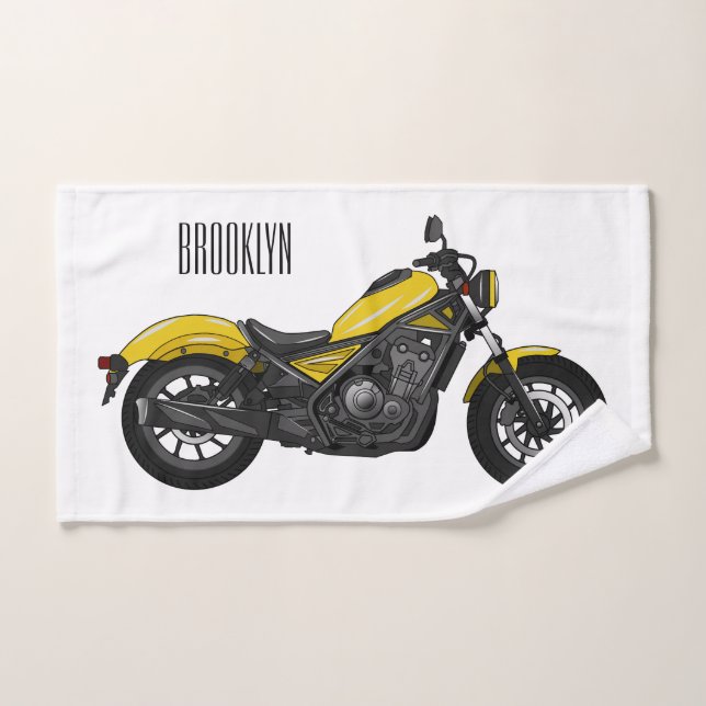Conjunto De Toalhas Ilustração de desenho animado de motociclo cruzado (Toalha de mão)