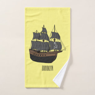 Conjunto De Toalhas Ilustração de desenho animado de navio pirata