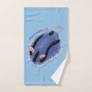Conjunto De Toalhas Ilustração de desenho animado de nudibranch azul