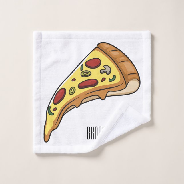 Conjunto De Toalhas Ilustração de desenho animado de pizza (Pano de lavar)