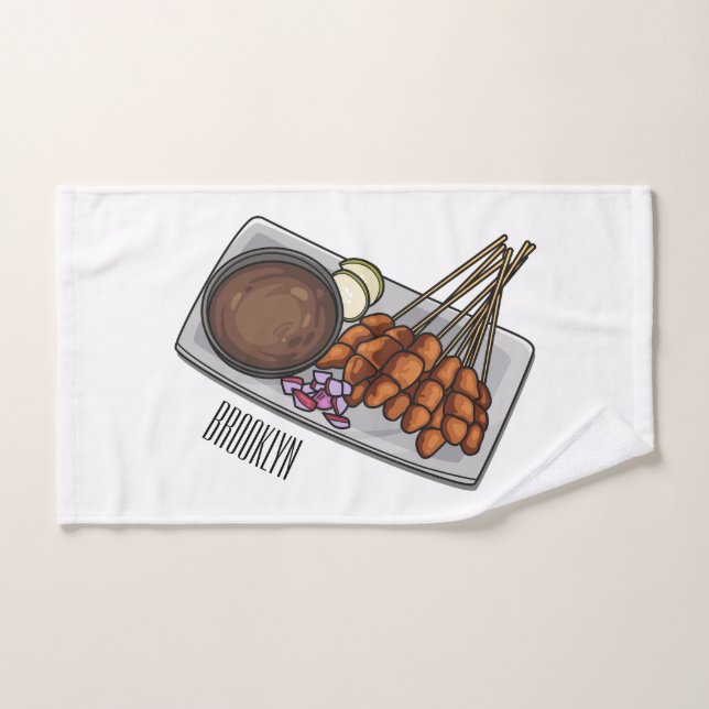Conjunto De Toalhas Ilustração de desenho animado de Satay (Toalha de mão)