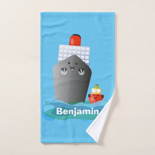 Conjunto De Toalhas Ilustração de desenho animado do navio de linha do (Toalha de mão)