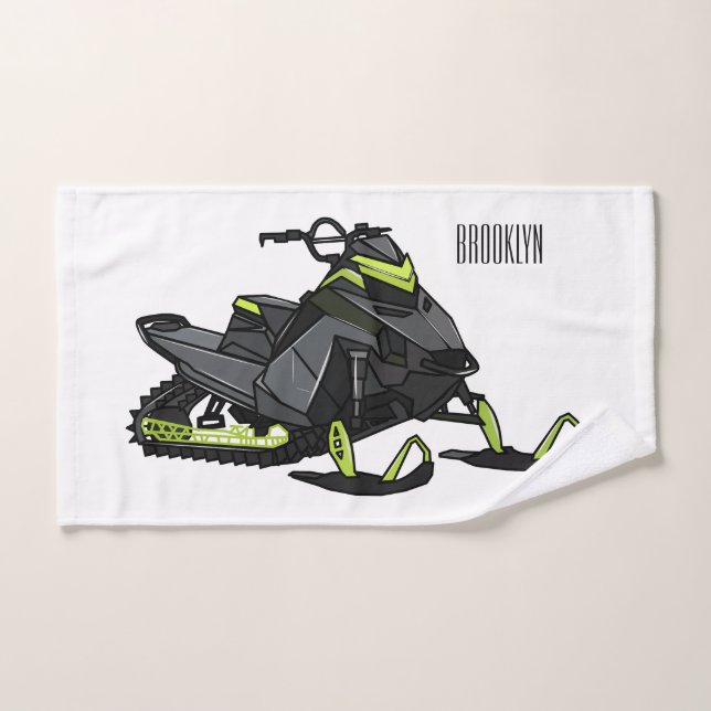 Conjunto De Toalhas Ilustração de desenho animado Snowmobile (Toalha de mão)