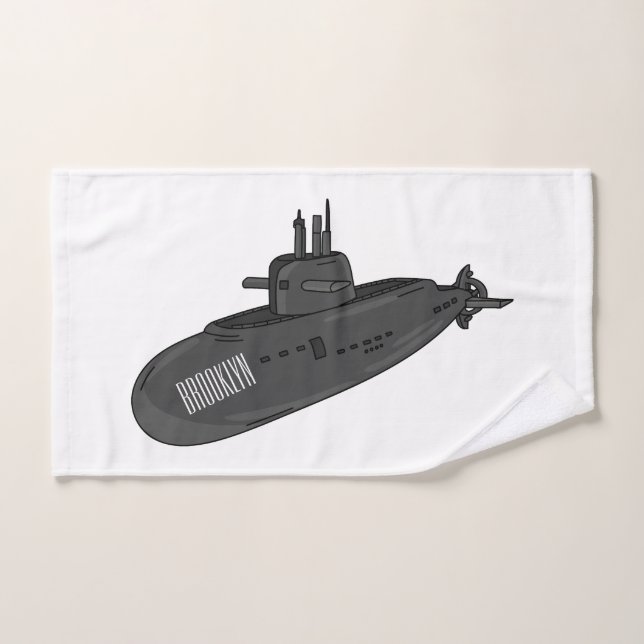 Conjunto De Toalhas Ilustração de desenho animado submarino (Toalha de mão)