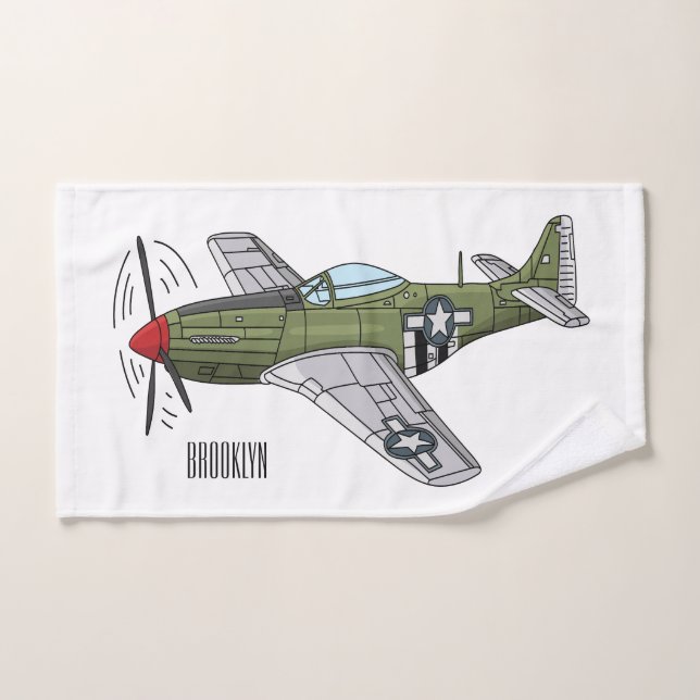 Conjunto De Toalhas Ilustração de desenho de avião militar (Toalha de mão)
