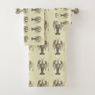 Conjunto De Toalhas Ilustração de Lagosta Madeira Antica