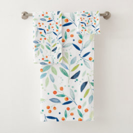 Conjunto De Toalhas Ilustração do padrão botânico das aquarelas moles