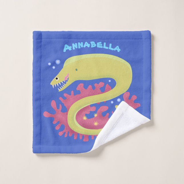 Conjunto De Toalhas Ilustração engraçada de desenho animado de enguia  (Pano de lavar)